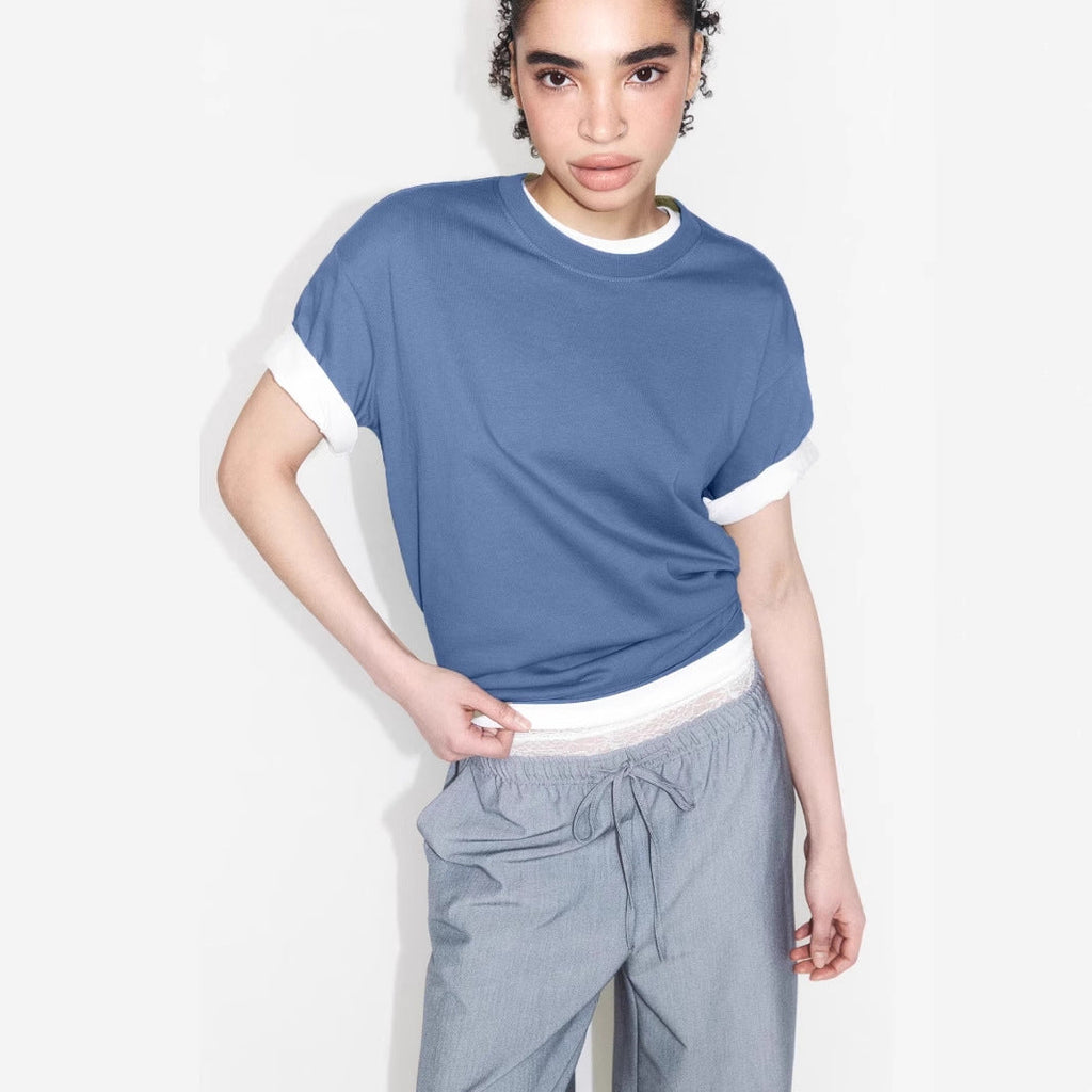 Arrival Cotton Crew-Neck Solid-Color Versatile T-Shirt