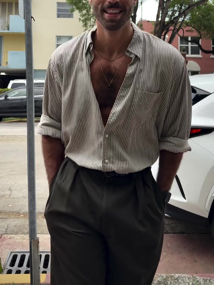 Striped Linen Button-Down Shirt