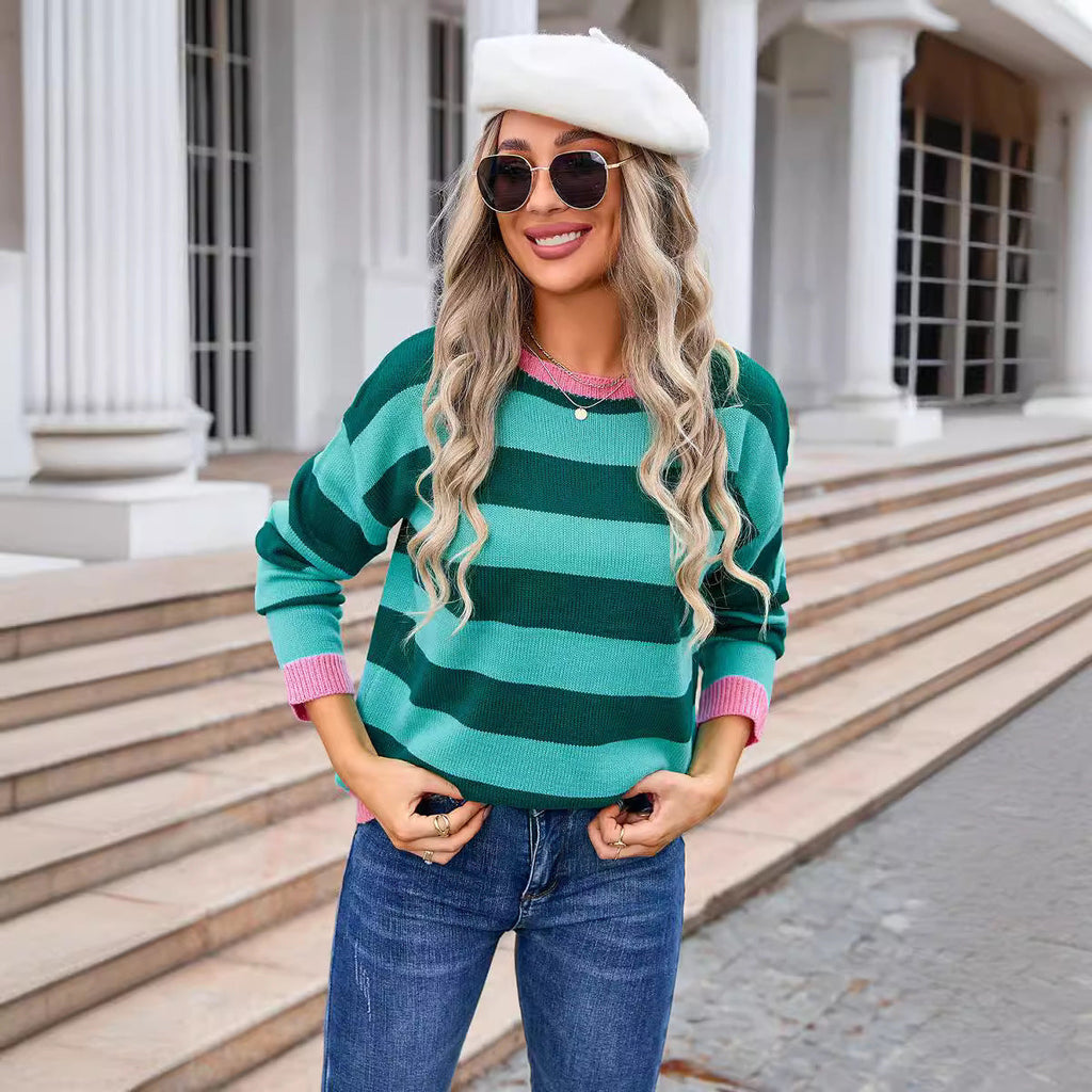 Women's Flower Long Sleeve Round Neck Sweater