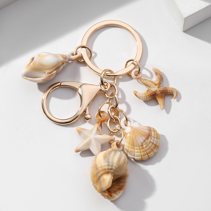 Simulation Shell Conch Starfish Five-pointed Star Pendant Keychain