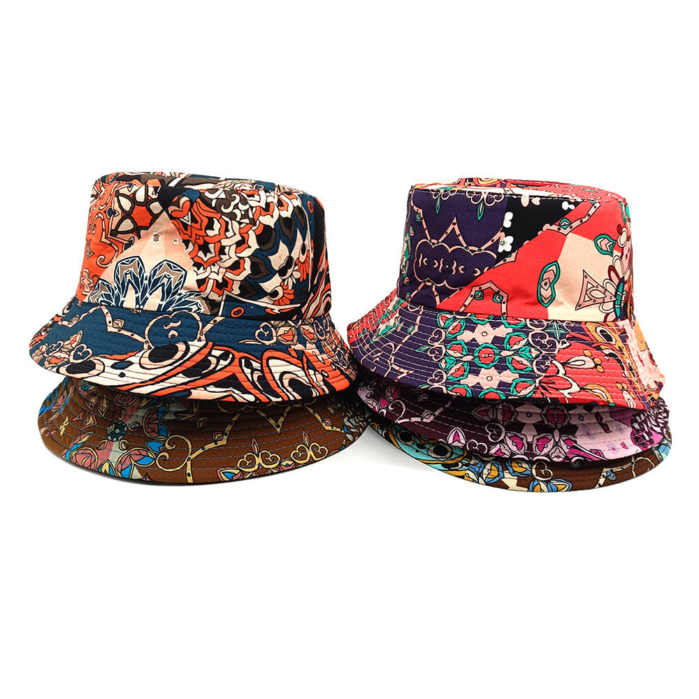 Geometric Bucket Hat Color Matching Printing Double-sided Wear Bucket Hat