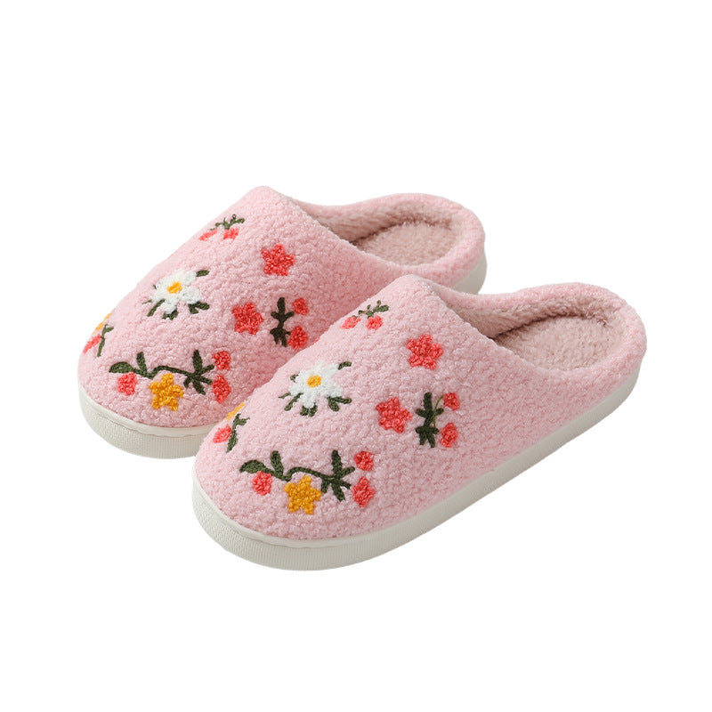 Three-color Flower Cotton Slippers Women's Warm Indoor Slippers