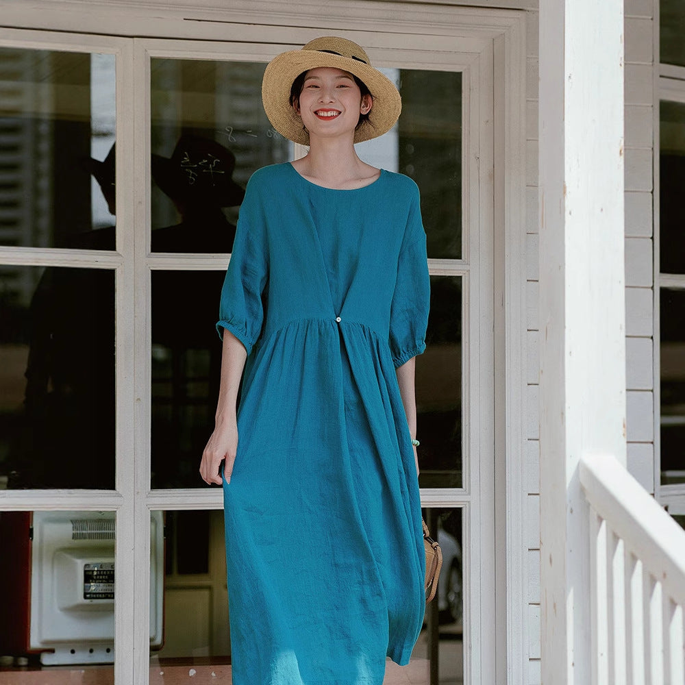 Women's Solid-Color Loose Casual All-Match Long Dress