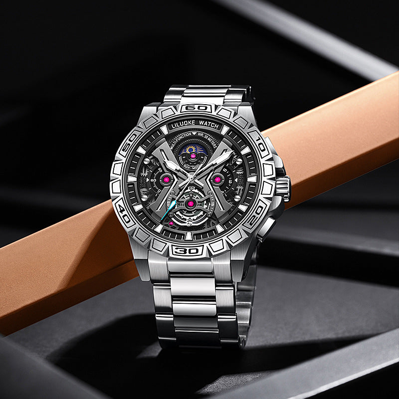 Three-Dimensional Hollow Waterproof Luminous Multifunction Quartz Watch