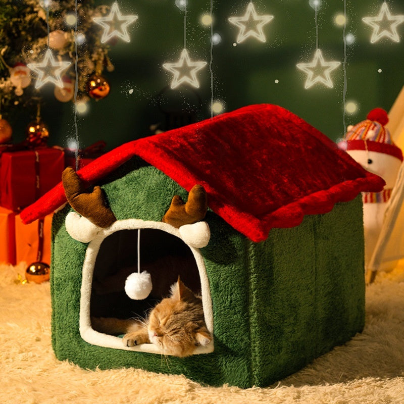 Christmas Cat Nest Winter Warm Four Seasons Universal Removable And Washable