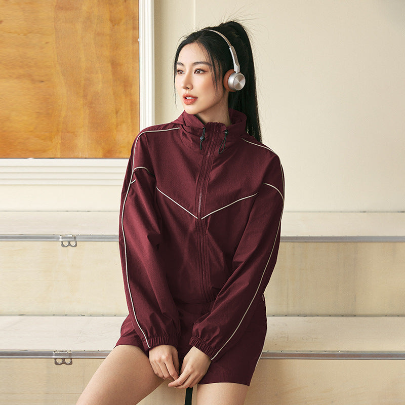 Women's Short UPF200 Sun-Protective Clothing Breathable Hooded Lightweight Jacket
