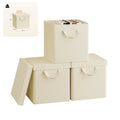 3/5 Set Foldable Fabric Storage Boxes Lids Closet Clothing Organiser Cream Grey