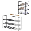 3 Tier Extendable Metal Shoe Rack Black Space Saving Organiser Shoes Storage