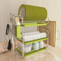 3 Tier Kitchen Chrome Dish Drying Rack with Drip Tray & Utensil Holder Home Dry