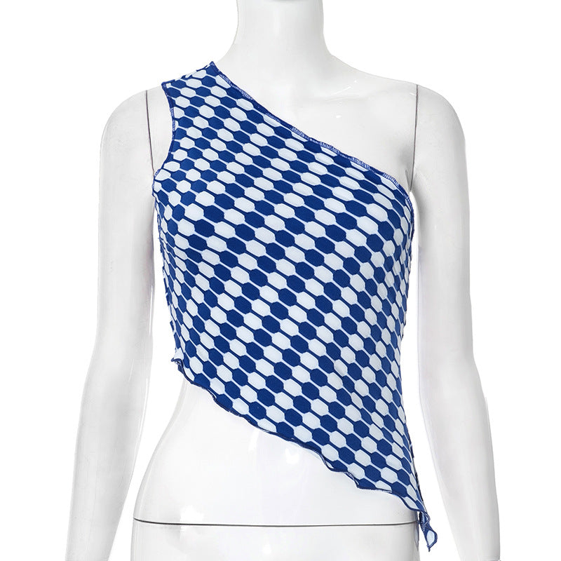 Off-shoulder Pullover Irregular Short T-shirt With Curled Hem