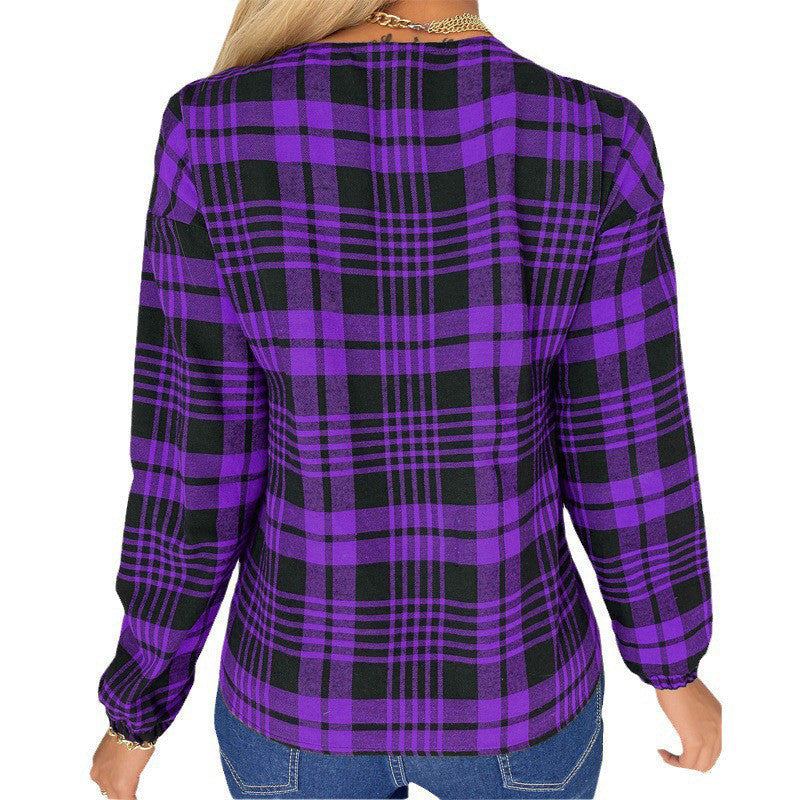 Women's Creative Plaid Casual Loose Shirt