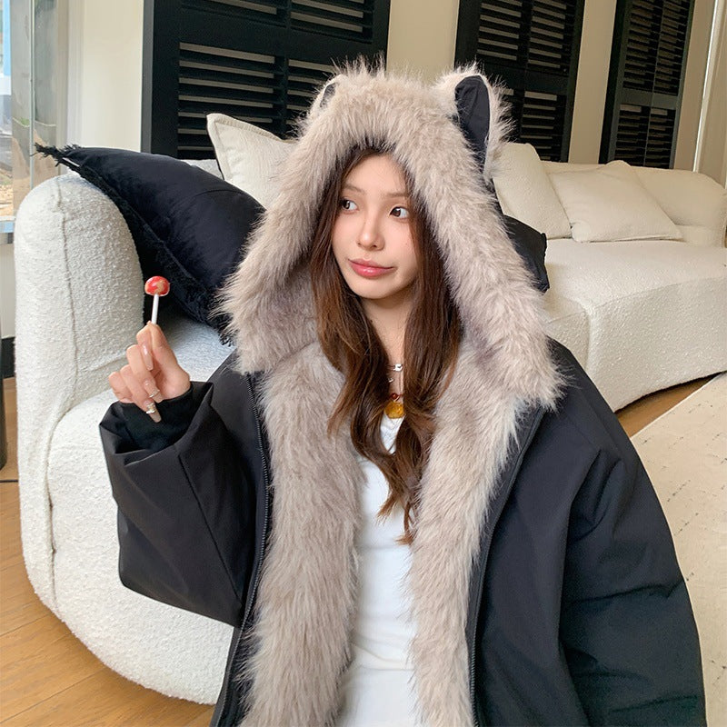 Short Stitching Casual Fashion Trends Loose Cotton Coat