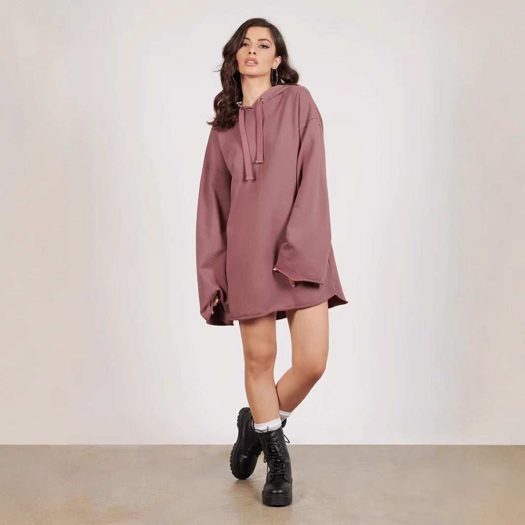 Pure Color Split Dress Baggy Fashion Top