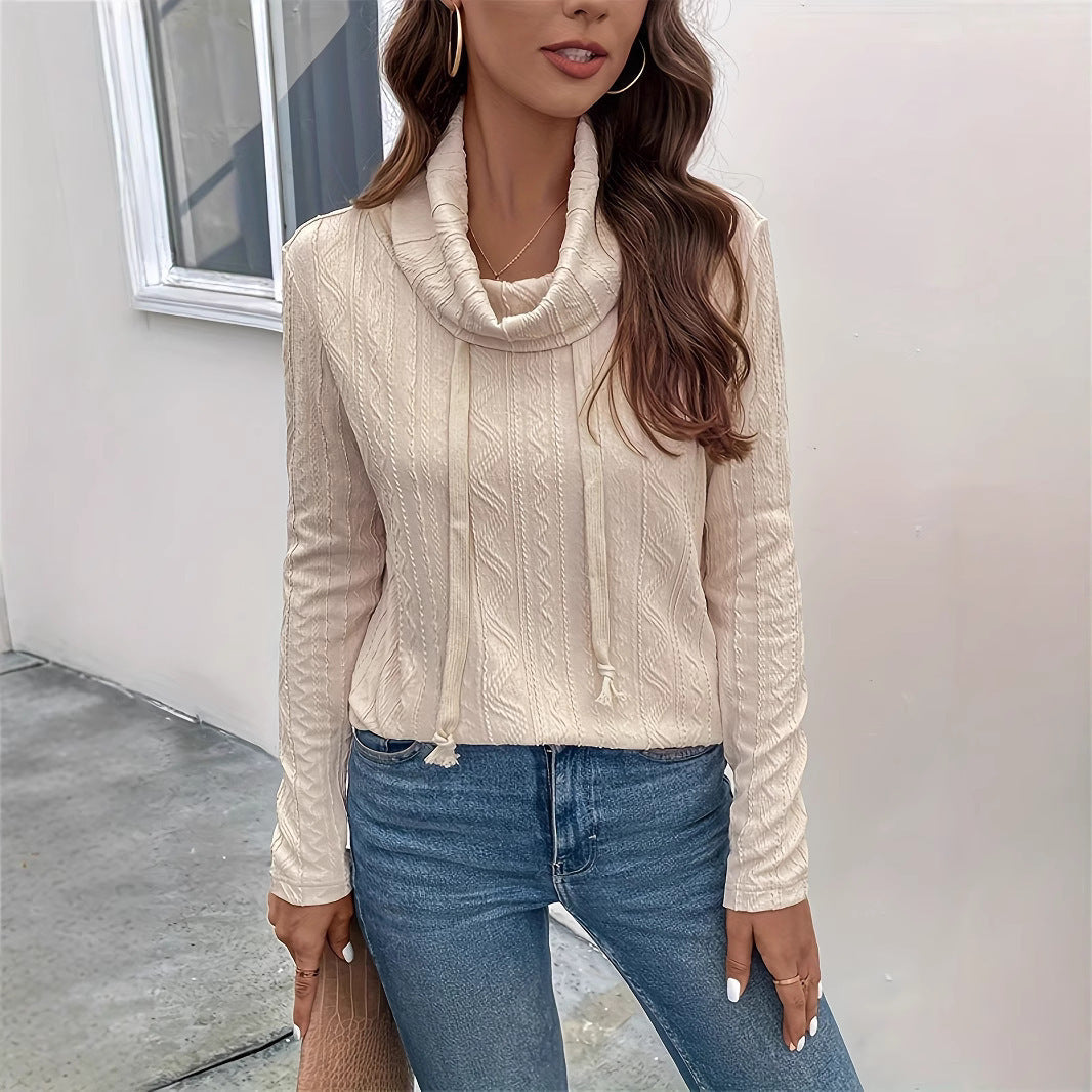 Long Sleeve Hooded Drawstring Pullover Sweater