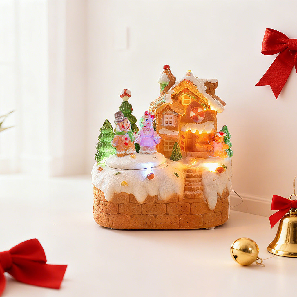Rotating Gingerbread Man Music Box - Premium Christmas Desktop Ornament | Holiday Decor Gift