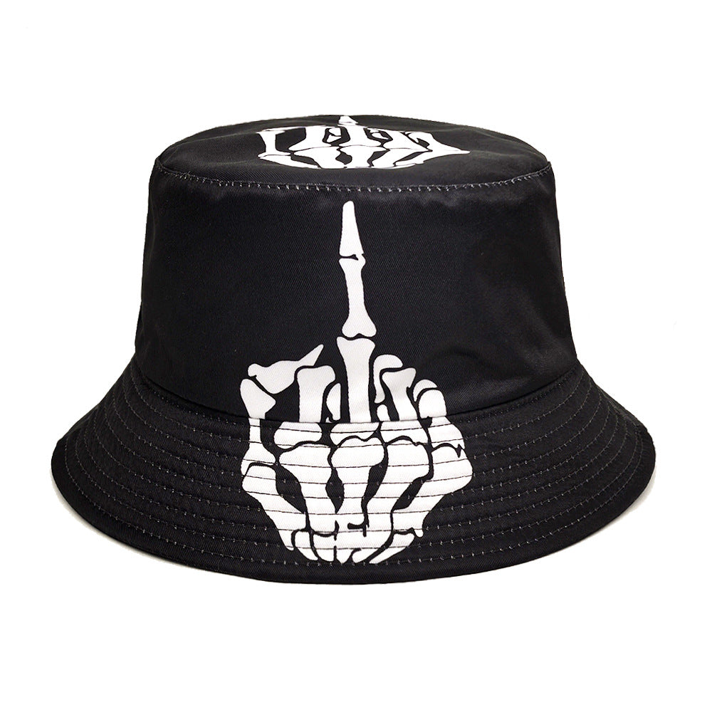 Skull Finger Pattern Positioning Bucket Hat