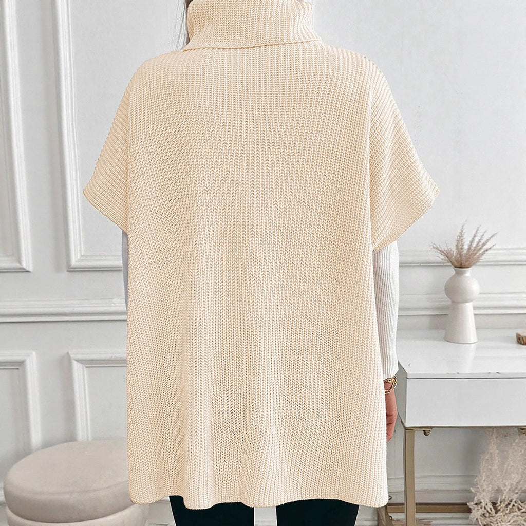 Solid Color Women's Long Sleeveless High-neck Sweater