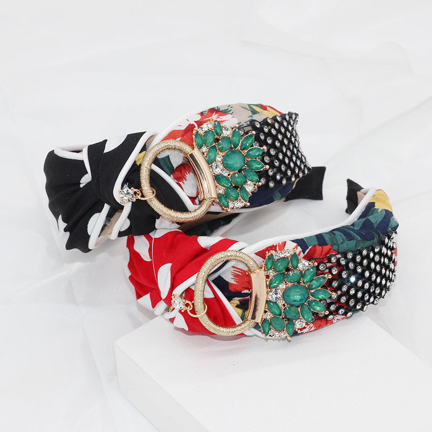 Rhinestone cross matching personality headband