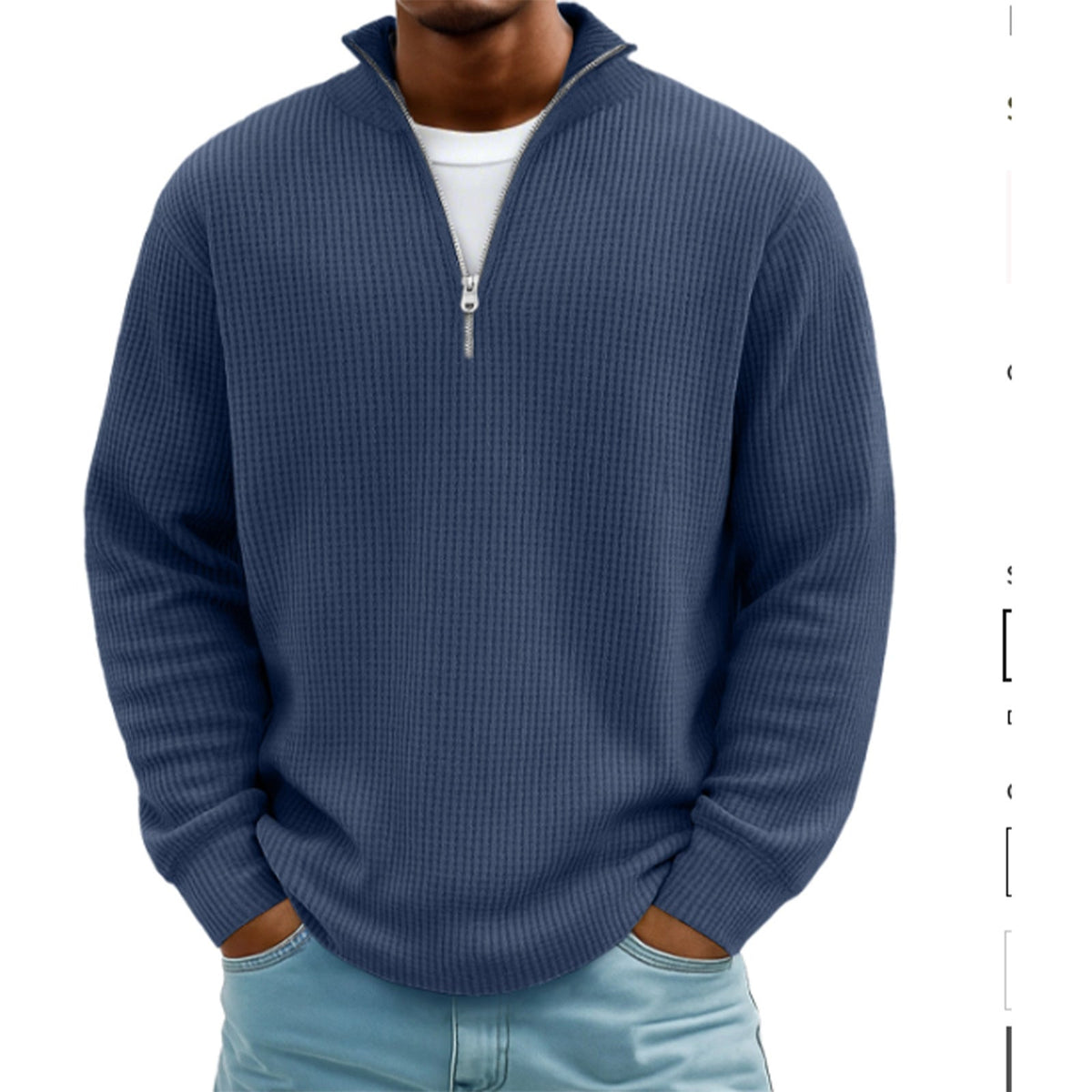 Men's Hoodie Waffle Knit Pullover