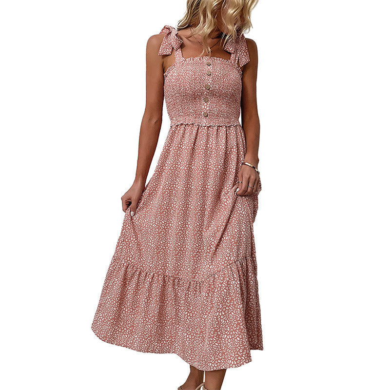 New Summer Draped Mid-length Backless Dress