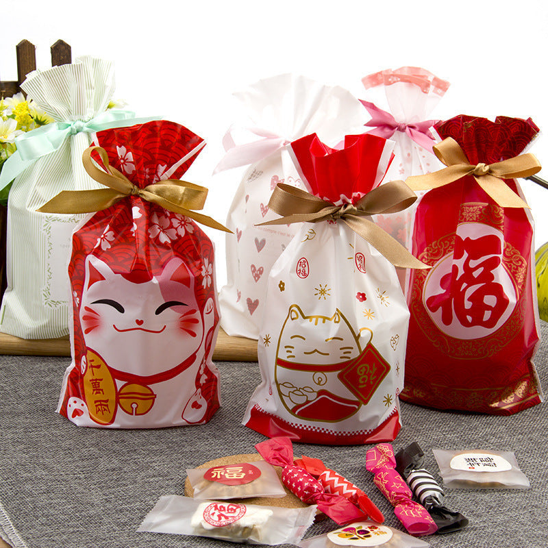 Christmas old man tree drawstring bag