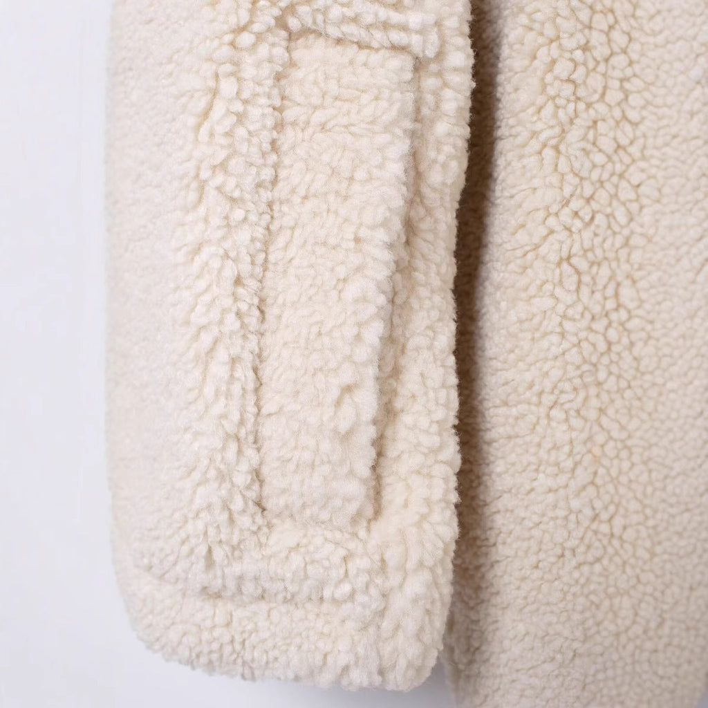 New Fleece Loose Solid-color Lapel Jacket Coat