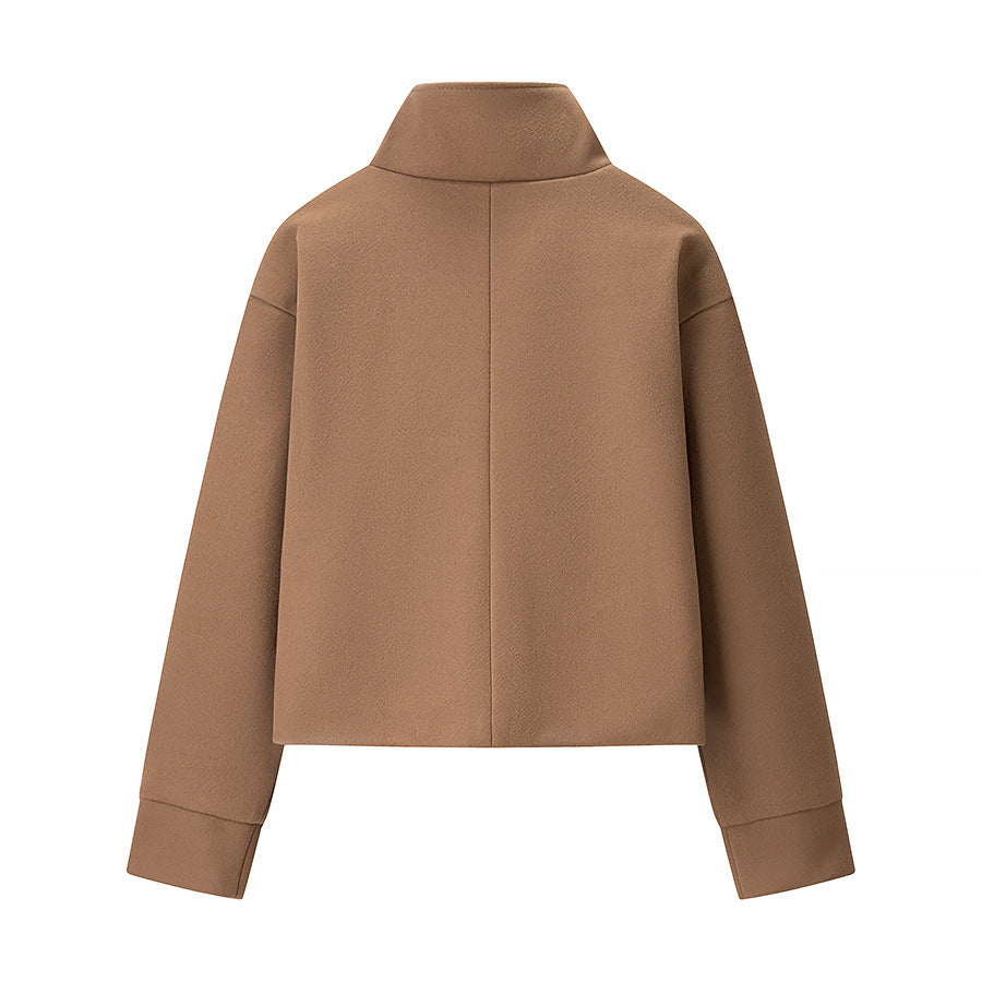 Commuter's All-matching Stand Collar Breasted Woolen Coat