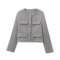 Multi-color Round Neck Casual Short Little Fragrance Style Blazer