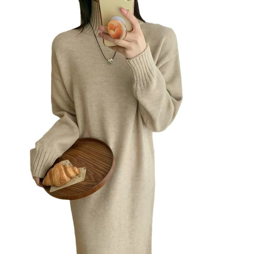 Idle Style Pullover Thickened Plus Size Bottoming Loose Knitted Dress Women