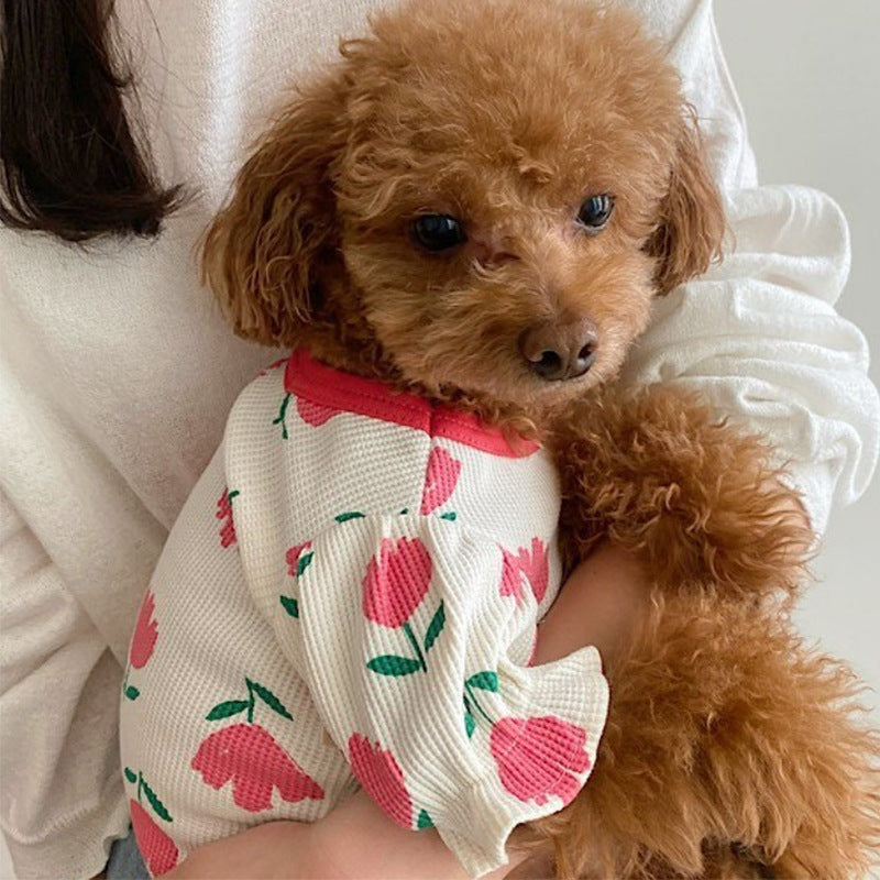 Dog Clothes Tulip Full Printed Waffle T-shirt