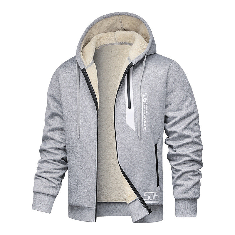 Cashmere Hoodie Men's Fleece-lined Thickened Hooded Jacket