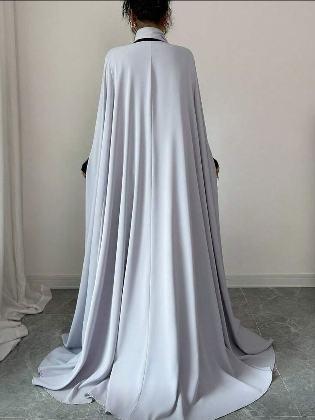Light Grey Longline Cloak Dress