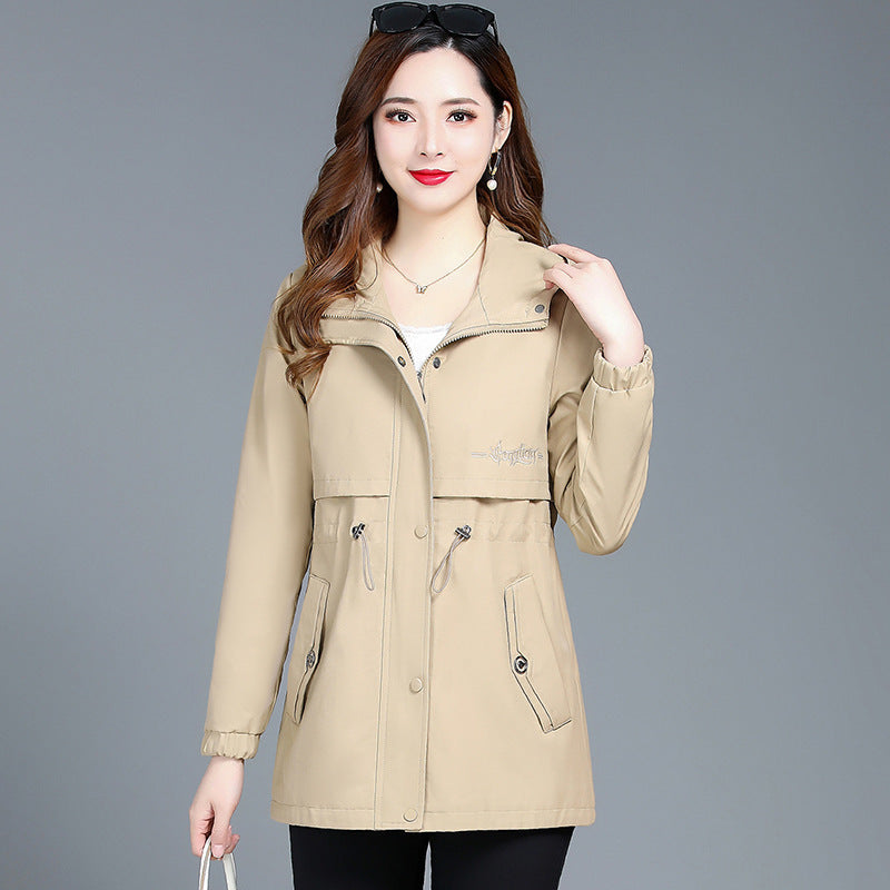 Women's Mid-length Hooded Trench Coat