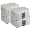 4 Pack 66L Clothes Storage Bags with Metal Frame Oxford Foldable Organisers Box
