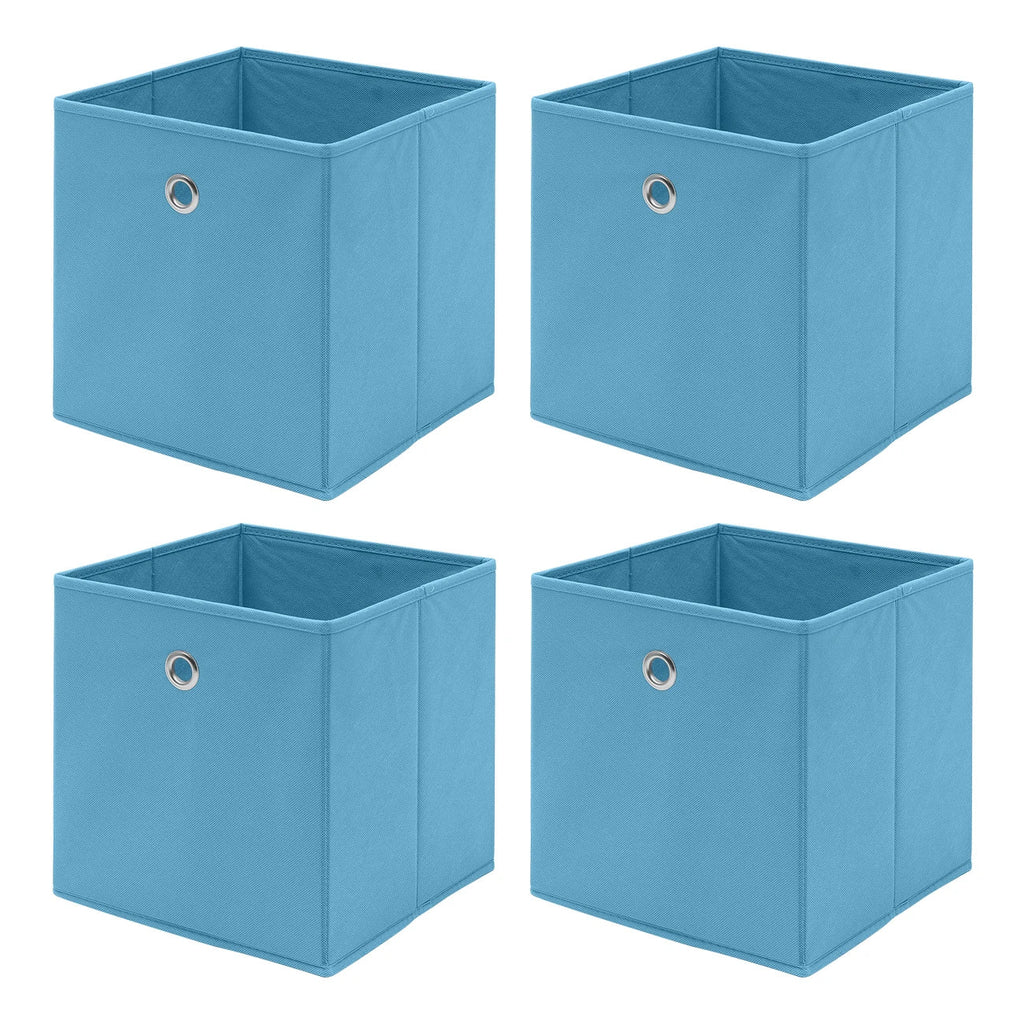 Pack of 4 Foldable Fabric Storage Organisers Cubes Boxes Wardrobe Home Organiser