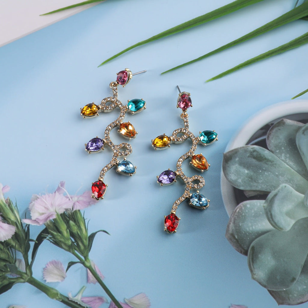 Retro Fashion Small Lantern Zircon Stud Earrings Christmas