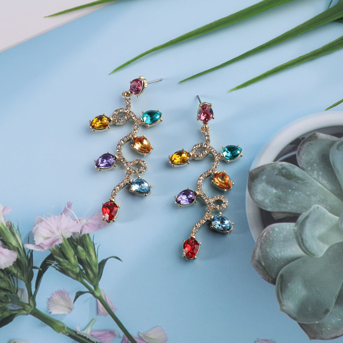 Retro Fashion Small Lantern Zircon Stud Earrings Christmas