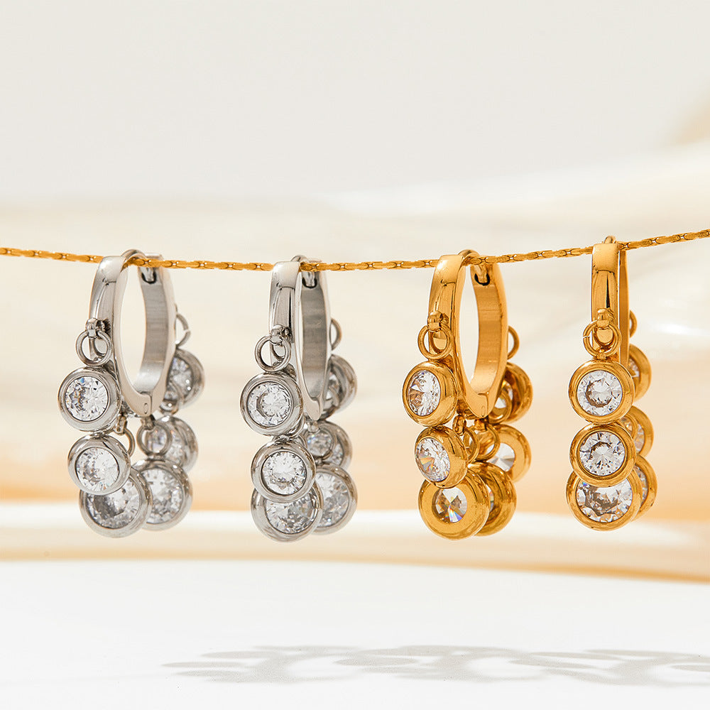 New Zircon Geometric Delicate Earrings Women