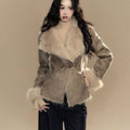 New Suede Fur-trimmed Coat For Women