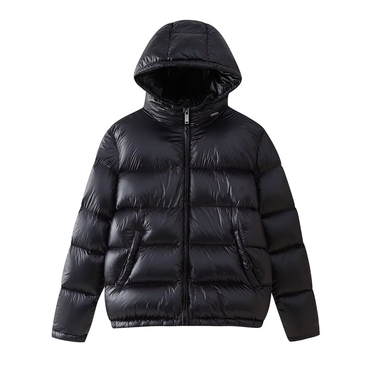 Simple And Versatile Hooded Two-tone Padded Cotton Jacket