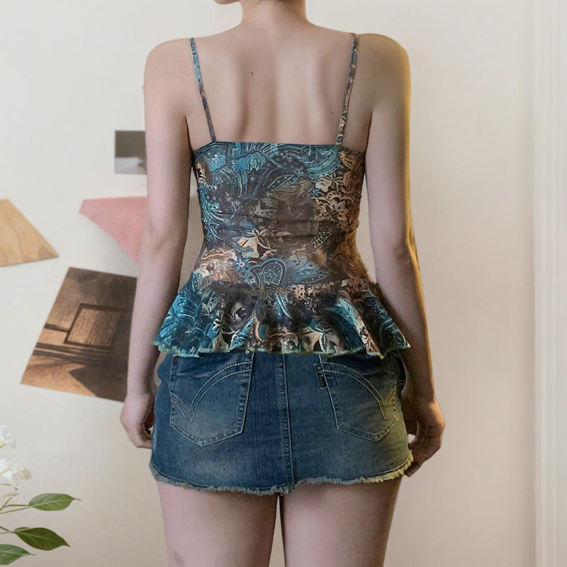 Resort-style Ethnic-style Strapless Backless Cropped Top For Women