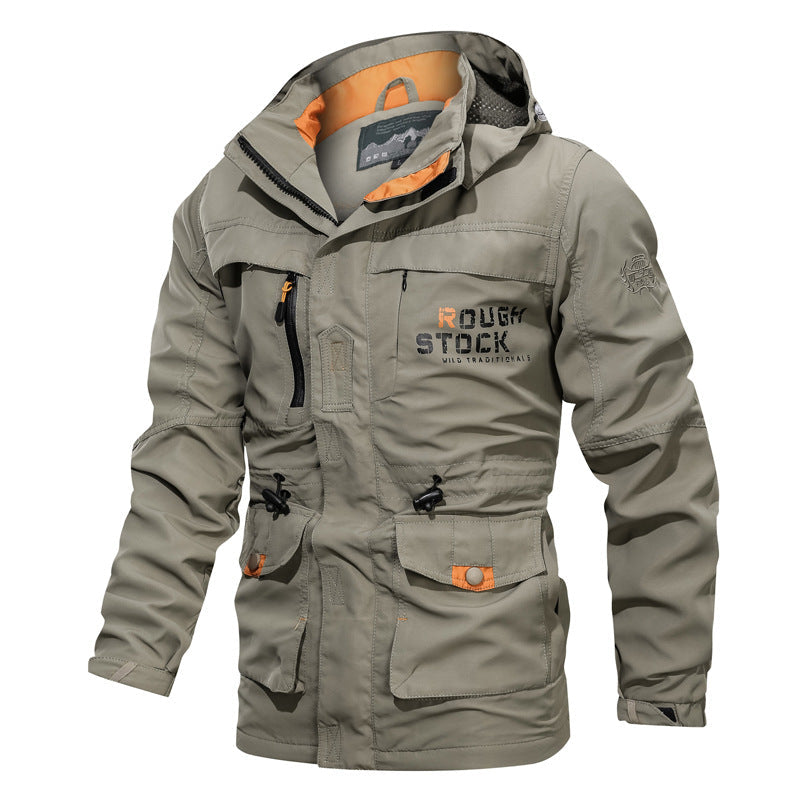 Men's Medium To Long Casual Outdoor Hooded Plus Size Jacket