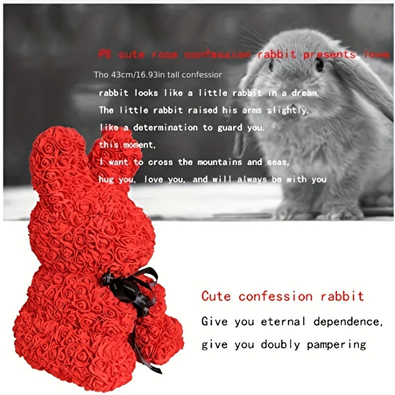 Eternal Flower Confession Rabbit – Artificial Rose Bouquet Gift Box