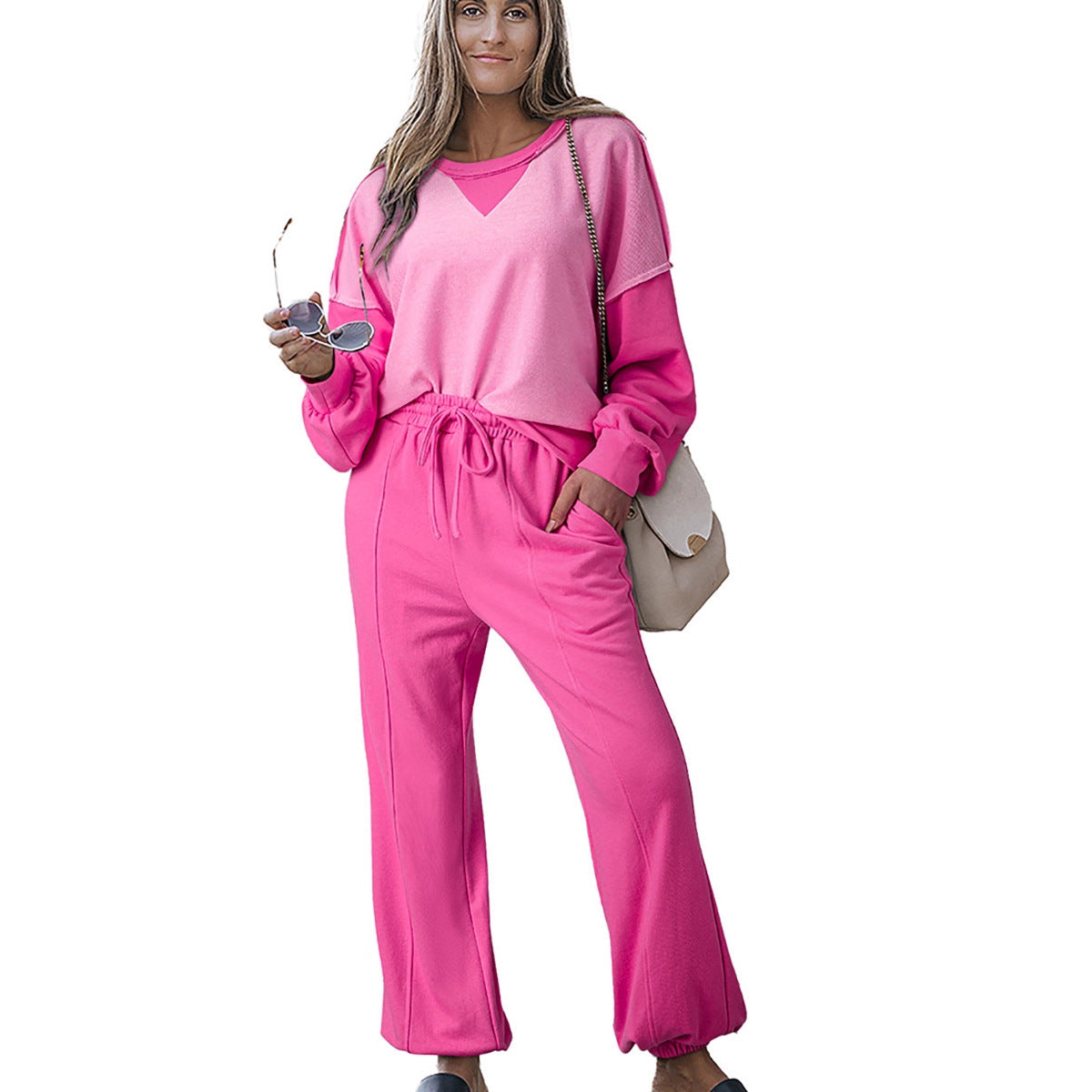 Women's Long-sleeve Top And Pants Sports Set