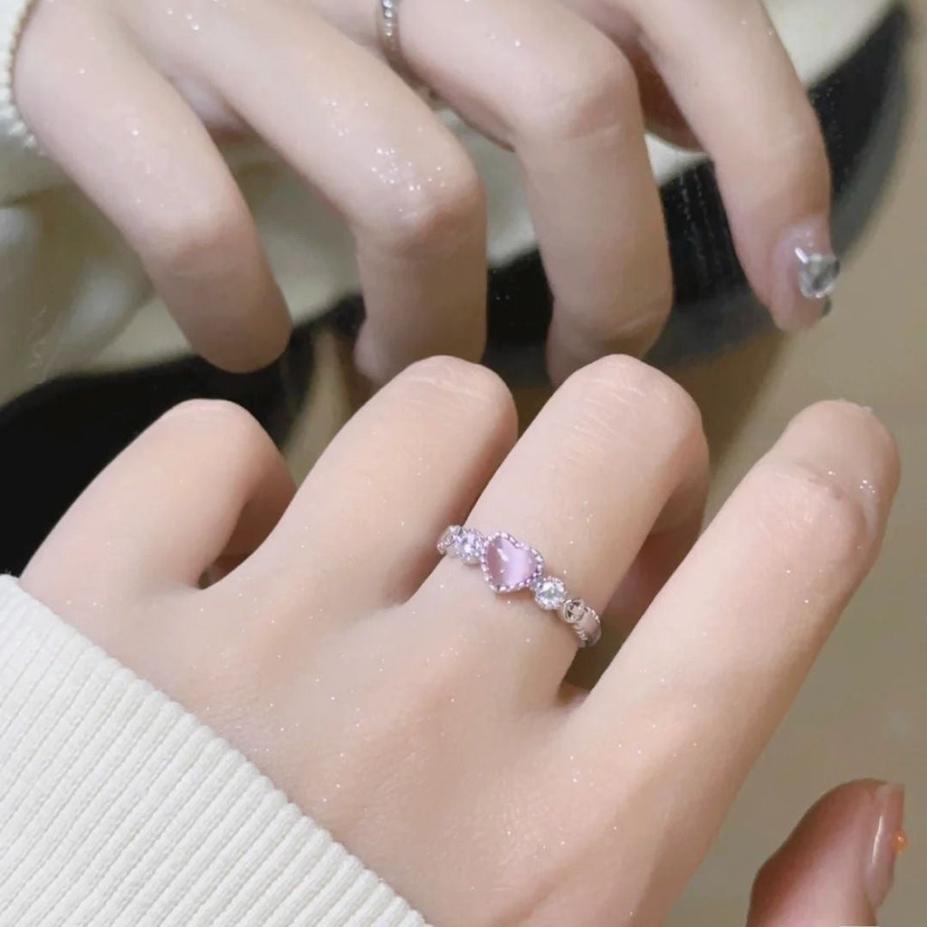 Niche Design Heart-shaped Adjustable Open Ring