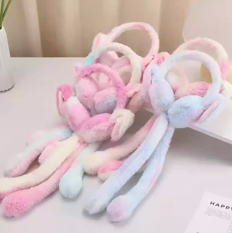 Cute Plush Airbag Movable Rabbit Earmuffs