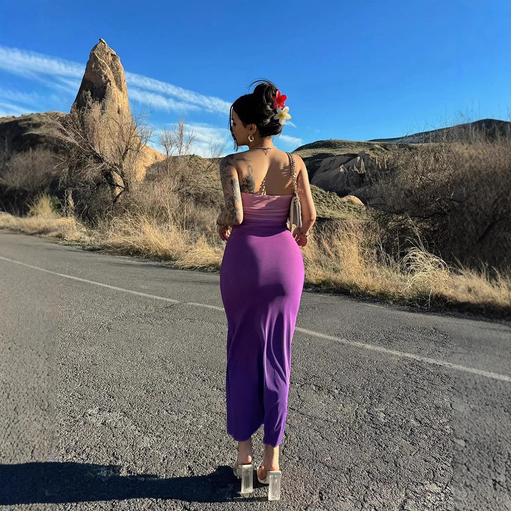 Summer Slim-fit Sexy Strapless Ombre Midi Dress
