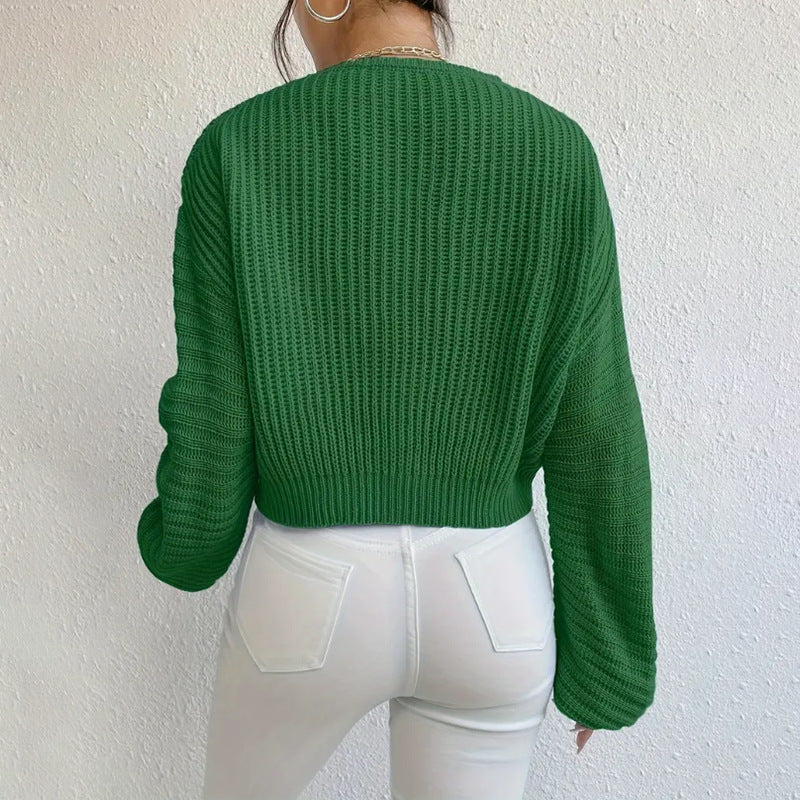 Solid Color Long Sleeve Pullover Loose Casual Women
