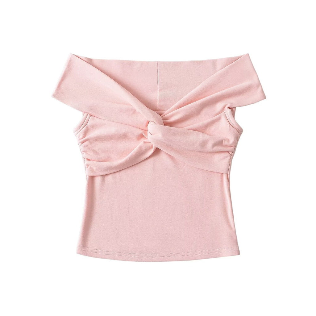 Pleated Twisted And Layered Short-sleeve T-shirt