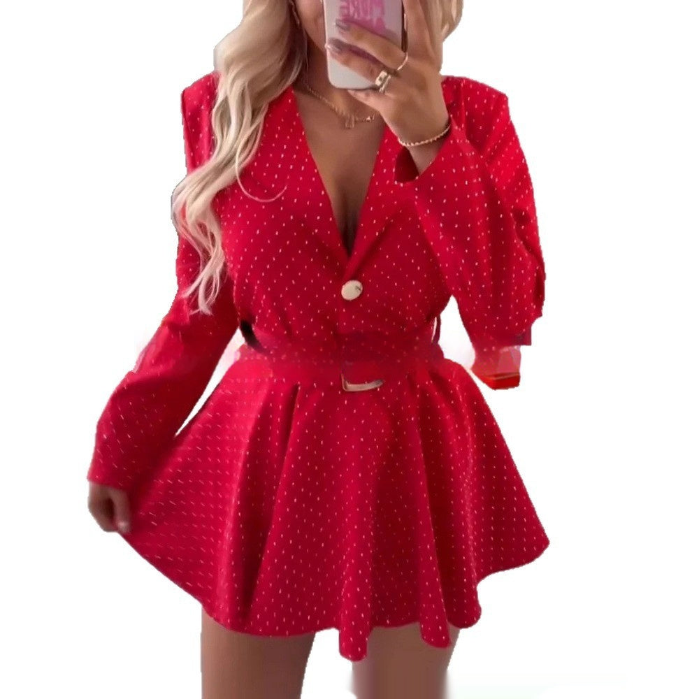 Elegant And Chic Women's Sequined Lapel Jumpsuit